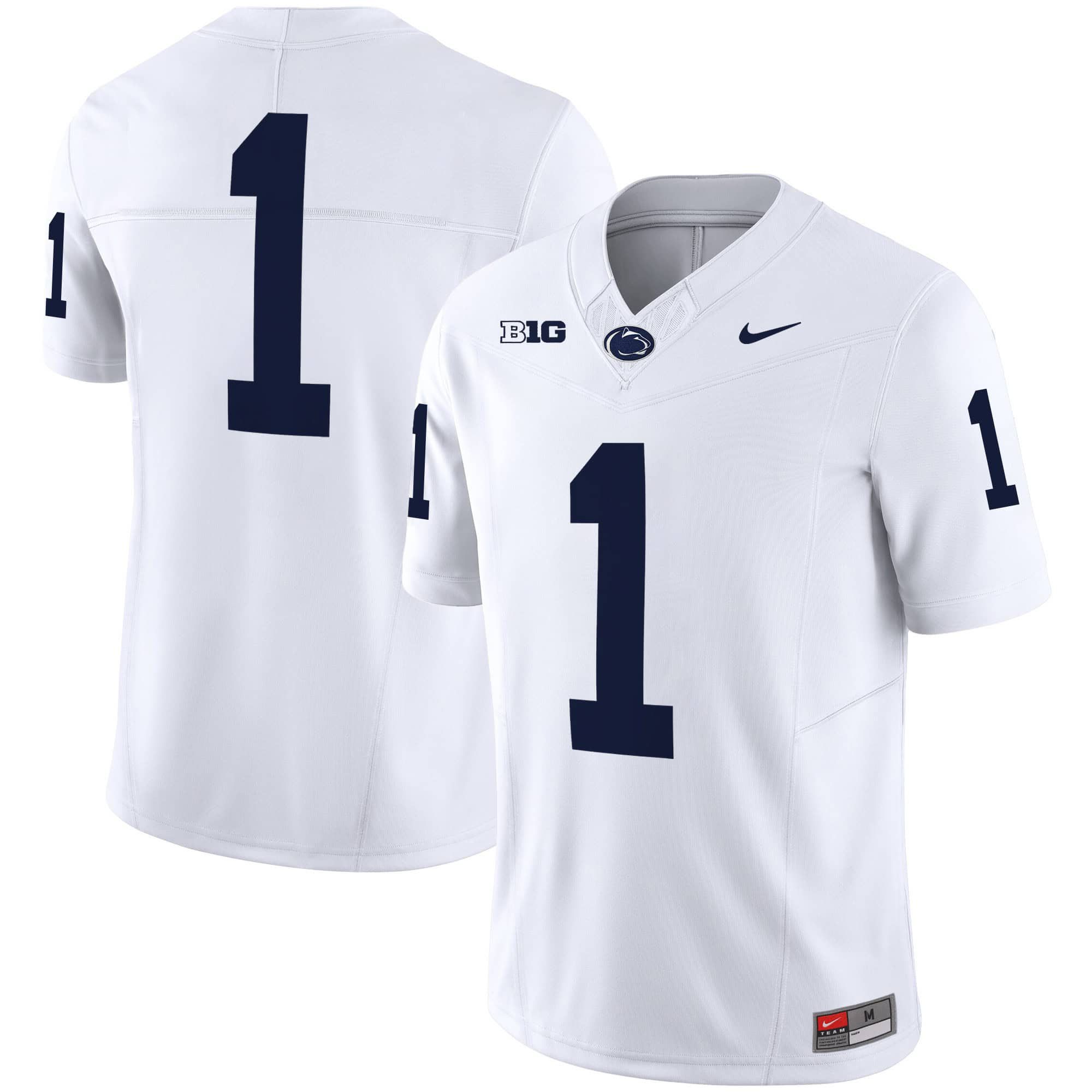 Men Penn State Nittany Lions #1 No Name White 2024 Nike Vapor Limited NCAA Jersey